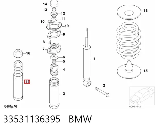 Odbój amortyzatora tylnego 33531136395 BMW