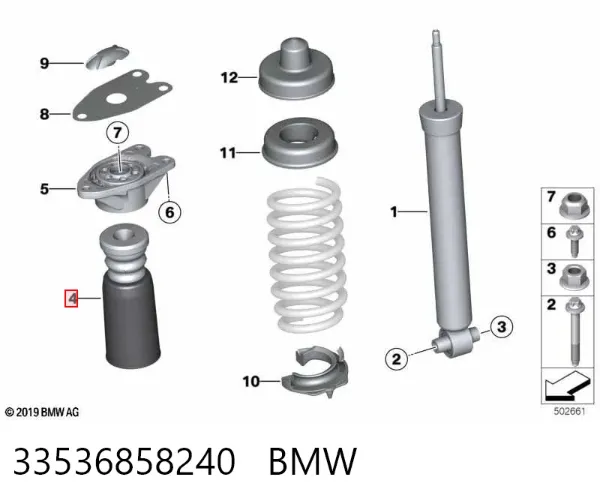 Odbój amortyzatora tylnego + osłona 33536858240 BMW