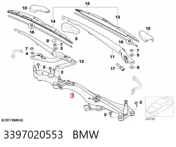 Mechanizm wycieraczek BMW 7 E65, E66, E67