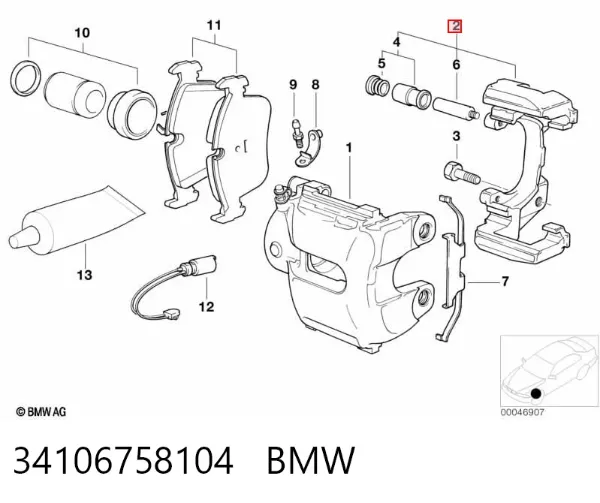 Jarzmo zacisku hamulcowego przedniego 34106758104 BMW