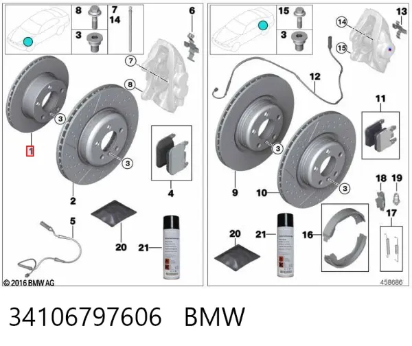 Tarcza hamulcowa przednia 34106797606 BMW