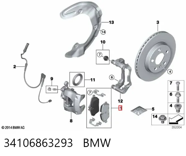 Klocki hamulcowe przednie tarczowe 34106863293 BMW