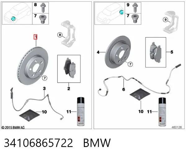 Tarcza hamulcowa przednia 34106865722 BMW
