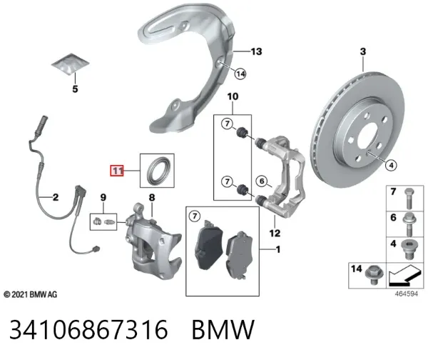 Zestaw naprawczy zacisku hamulcowego przedniego 34106867316 BMW