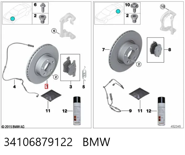 Tarcza hamulcowa przednia 34106879122 BMW