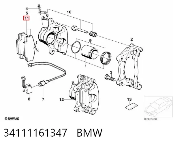 Klocki hamulcowe przednie tarczowe 34111161347 BMW