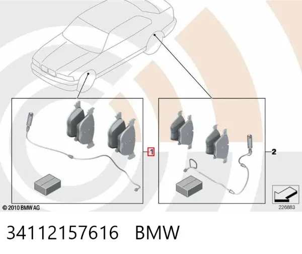 Klocki hamulcowe przednie tarczowe 34112157616 BMW