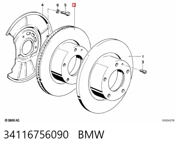 Tarcza hamulcowa przednia 34116756090 BMW