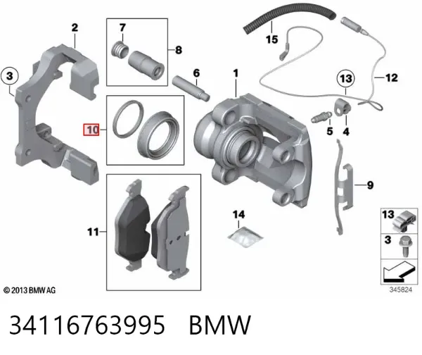 Zestaw naprawczy zacisku hamulcowego tylnego 34116763995 BMW