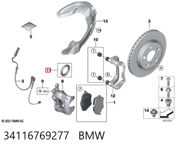 Zestaw naprawczy zacisku hamulcowego przedniego 34116769277 BMW
