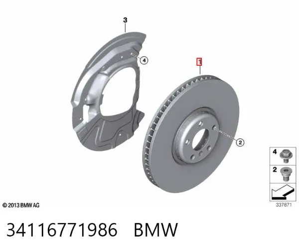 Tarcza hamulcowa przednia 34116771986 BMW