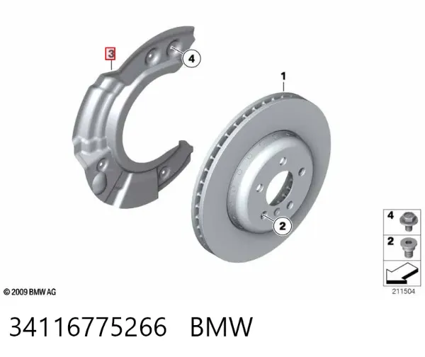 Osłona tarczy hamulcowej przedniej prawej 34116775266 BMW