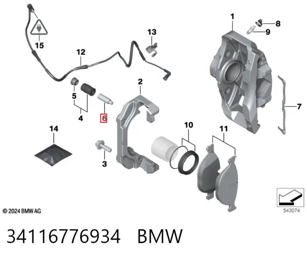 Prowadnica zacisku przedniego 34116776934 BMW