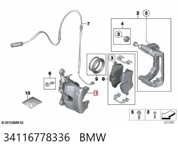 Zacisk hamulcowy przedni prawy 34116778336 BMW
