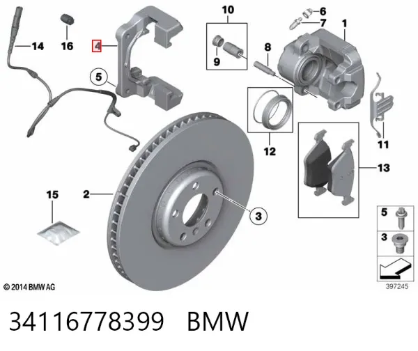 Jarzmo zacisku hamulcowego przedniego 34116778399 BMW