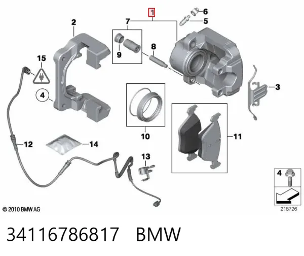 Zacisk hamulcowy przedni lewy 34116786817 BMW
