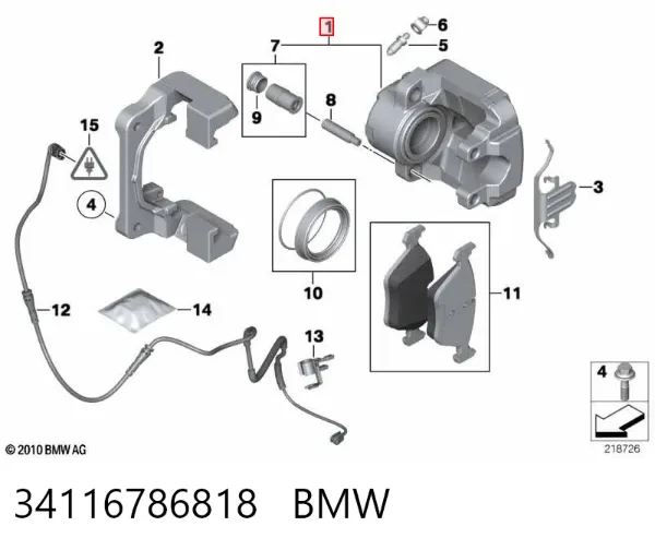 Zacisk hamulcowy przedni prawy 34116786818 BMW