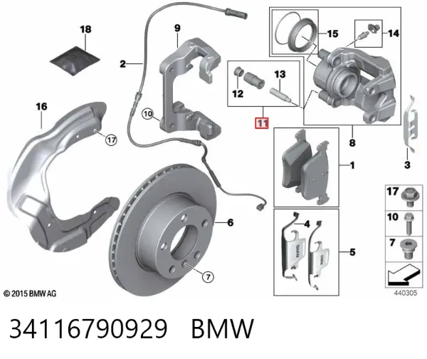 Zestaw naprawczy zacisku hamulcowego przedniego 34116790929 BMW