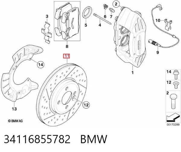Tarcza hamulcowa przednia 34116855782 BMW