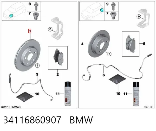 Tarcza hamulcowa przednia 34116860907 BMW