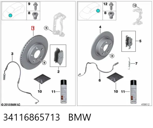 Tarcza hamulcowa przednia 34116865713 BMW