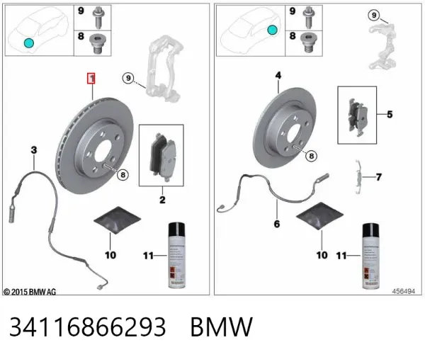 Tarcza hamulcowa przednia 34116866293 BMW