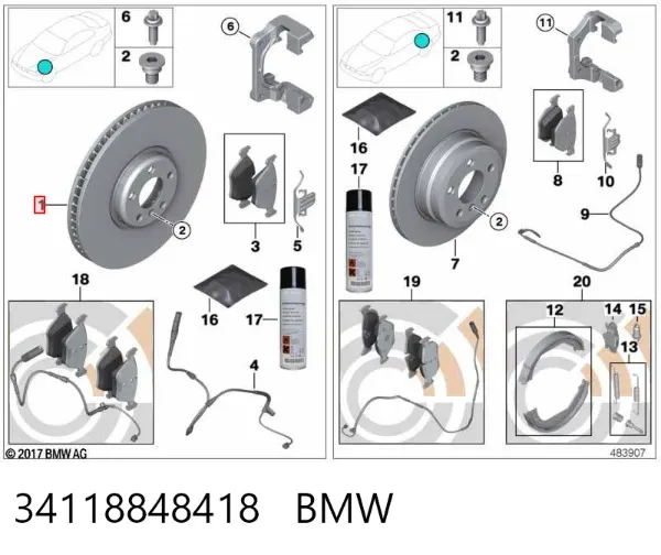 Tarcza hamulcowa przednia 34118848418 BMW