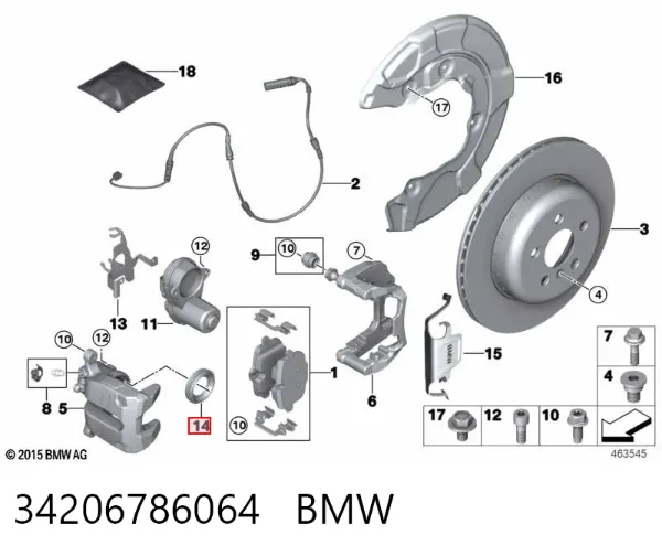 Zestaw naprawczy zacisku hamulcowego tylnego 34206786064 BMW