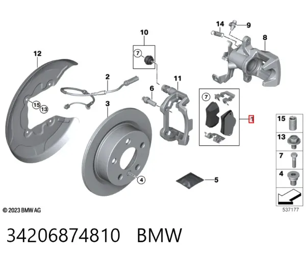 Okładziny (klocki) do hamulców tarczowych tylne 34206874810 BMW