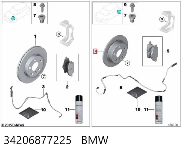 Tarcza hamulcowa tylna 34206877225 BMW