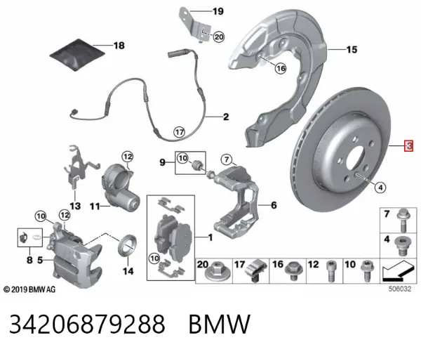 Tarcza hamulcowa tylna 34206879288 BMW