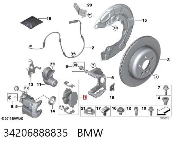 Okładziny (klocki) do hamulców tarczowych tylne 34206888835 BMW