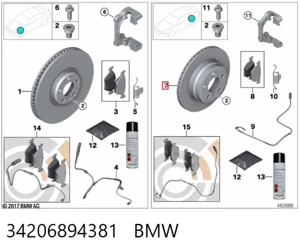 Tarcza hamulcowa tylna 34206894381 BMW