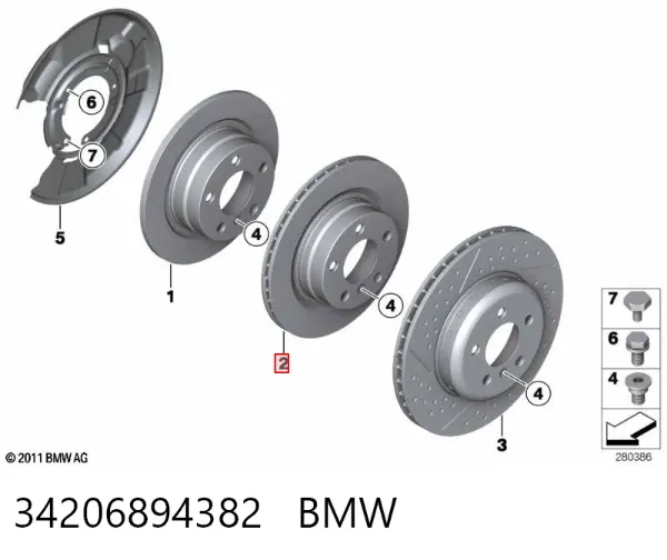 Tarcza hamulcowa tylna 34206894382 BMW