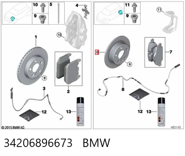 Tarcza hamulcowa tylna 34206896673 BMW