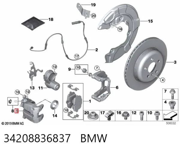 Zacisk hamulcowy tylny lewy BMW 3 G20, G80, G28