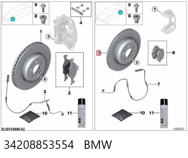 Tarcza hamulcowa tylna 34208853554 BMW