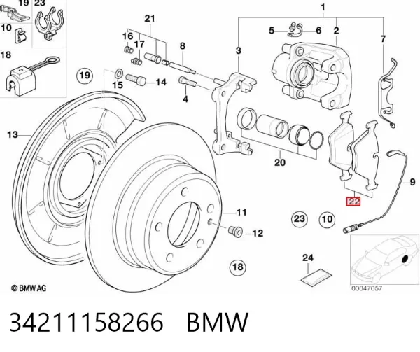 Okładziny (klocki) do hamulców tarczowych tylne 34211158266 BMW