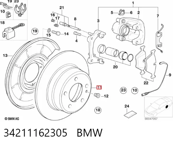 Tarcza hamulcowa tylna 34211162305 BMW