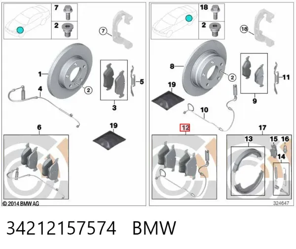 Okładziny (klocki) do hamulców tarczowych tylne 34212157574 BMW