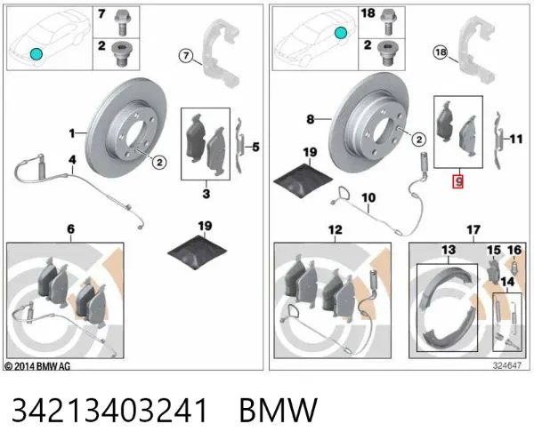 Okładziny (klocki) do hamulców tarczowych tylne 34213403241 BMW