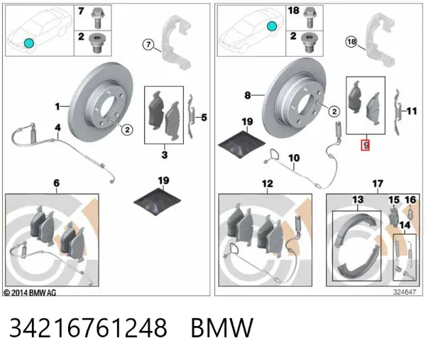 Okładziny (klocki) do hamulców tarczowych tylne 34216761248 BMW