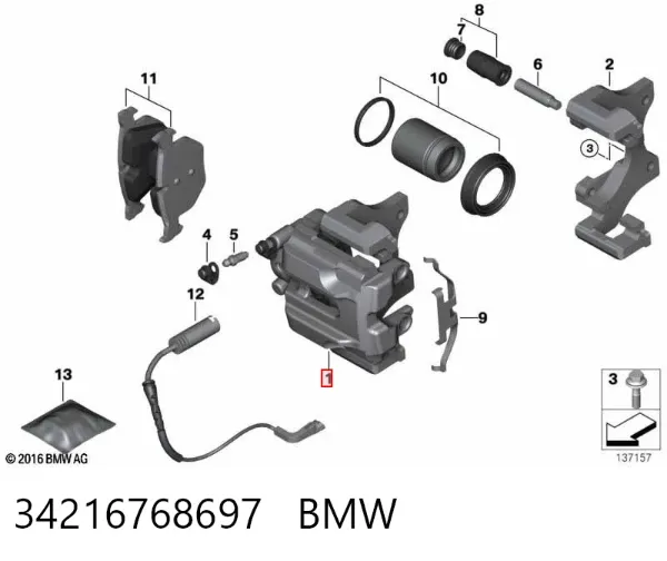 Zacisk hamulcowy tylny lewy 34216768697 BMW