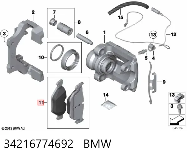 Okładziny (klocki) do hamulców tarczowych tylne 34216774692 BMW