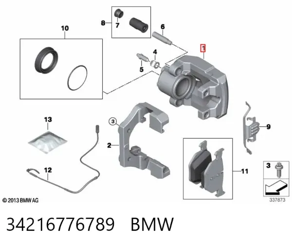 Zacisk hamulcowy tylny lewy 34216776789 BMW