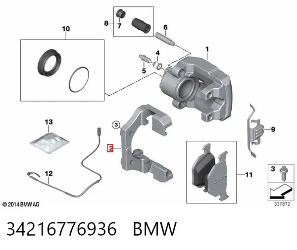 Jarzmo zacisku hamulcowego przedniego 34216776936 BMW