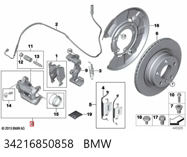 Zacisk hamulcowy tylny prawy 34216850858 BMW