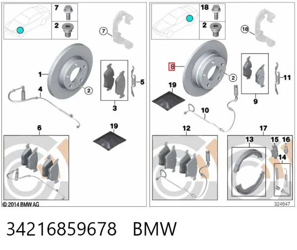 Tarcza hamulcowa tylna 34216859678 BMW