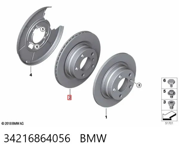 Tarcza hamulcowa tylna 34216864056 BMW