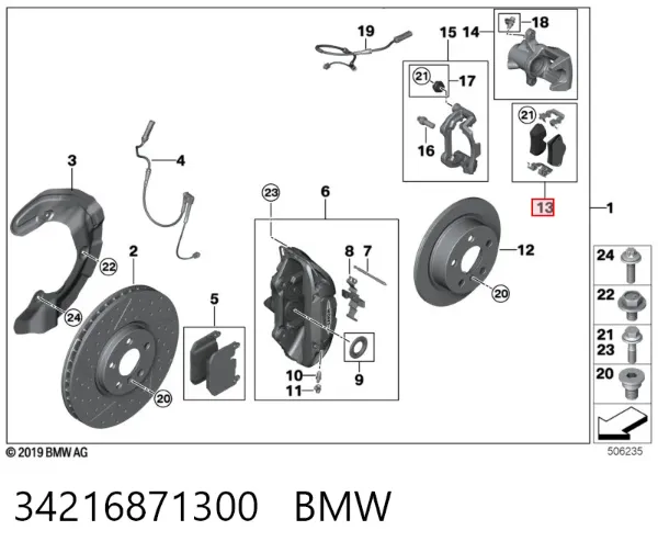 Okładziny (klocki) do hamulców tarczowych tylne 34216871300 BMW
